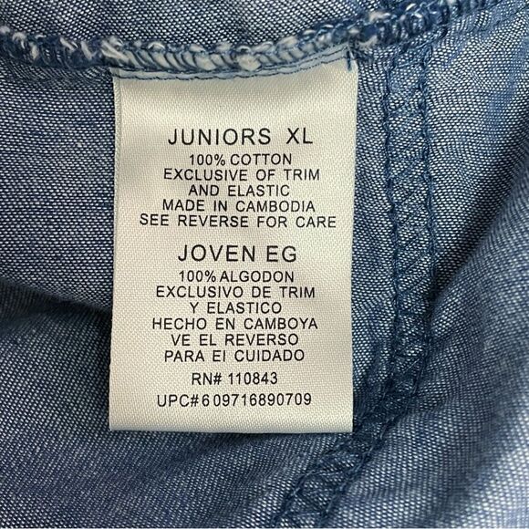 Y2K L.E.I. Chambray Sundress Juniors XL Blue Spaghetti Strap Smocked Back Dress - Picture 12 of 14